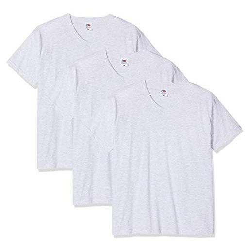 Fruit of the Loom original v-neck tee, 3 pack t-shirt, grigio (heather grey 94), x-large (pacco da 3) uomo