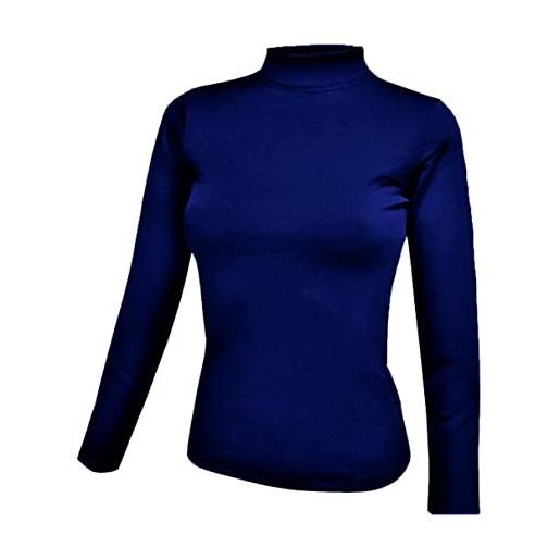 Jadea. 2 pezzi maglia lupetto donna 4057 manica lunga in cotone elasticizzato, blu, xs