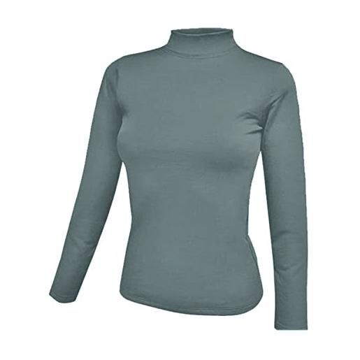 Jadea. 2 pezzi maglia lupetto donna 4057 manica lunga in cotone elasticizzato, grigio, s