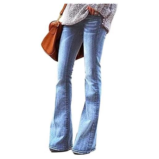 Tomwell jeans donna pantaloni alta strappati elasticizzati pantalone skinny in denim jeans a zampa elegante ragazza vintage tinta unita casual trousers moda streetwear a blu s