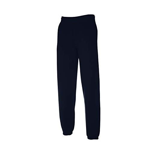 Fruit of the Loom pantaloni elasticizzati cuff jog sport jogger, blu (deep navy 202), xl uomo