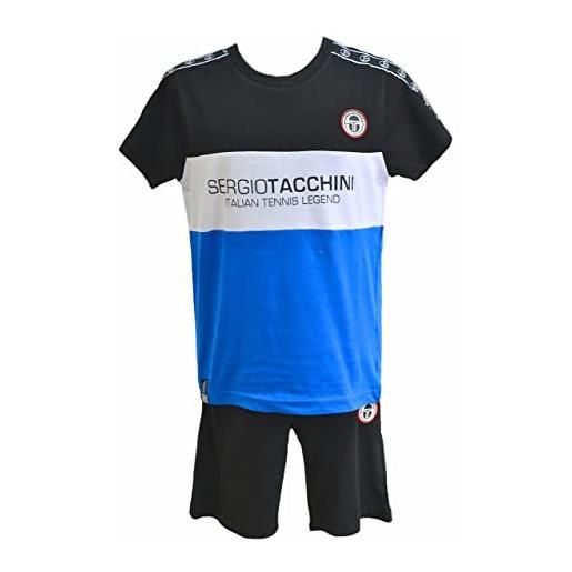 Sergio Tacchini completo sportivo bambino e ragazzo, t-shirt + pantaloncino, completo bambino estivo in cotone, pigiama bambino corto estivo (0209 rosso, 12 anni)