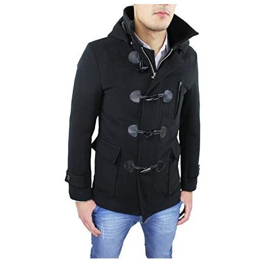 Mat Sartoriale cappotto uomo montgomery invernale casual nero giacca trench sartoriale made in italy (xl)
