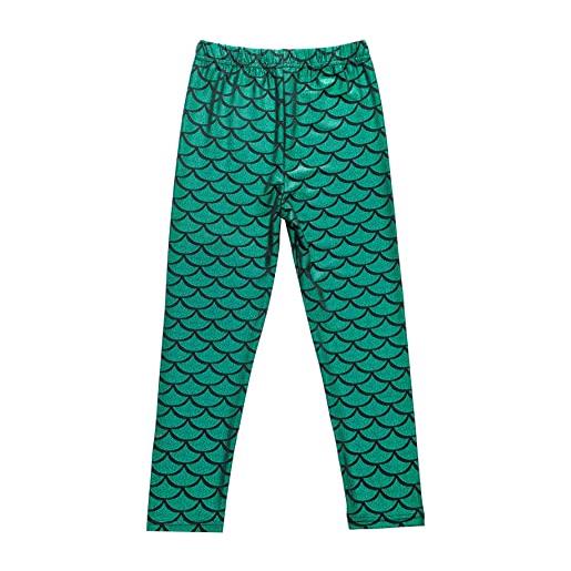 Happy Cherry bambina pantaloni traspirante leggings flessibili pantaloni vestibilità slim per sports sirena verde 5-6 anni