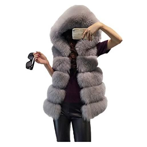 Dawwoti gilet donna faux pelliccia giacca con cappuccio lungo gilet pelliccia maniche giacca invernale cappotti cime