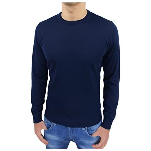 Evoga maglione pullover uomo class girocollo casual golf maglia invernale (blu scuro, xxl)