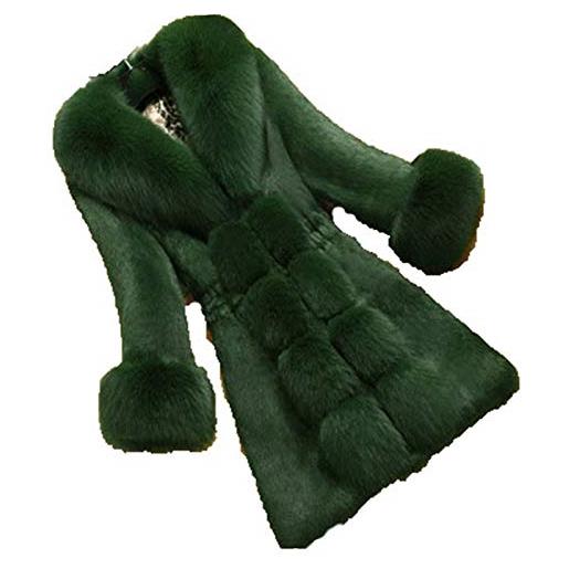 BoxJCNMU inverno caldo moda donna importazione cappotto di pelliccia di alta qualità cappotto di pelliccia sintetica pelliccia lunga giacca femminile green m
