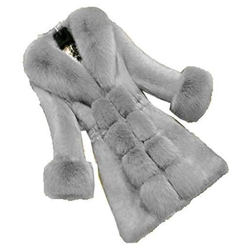 BoxJCNMU inverno caldo moda donna importazione cappotto di pelliccia di alta qualità cappotto di pelliccia sintetica pelliccia lunga giacca femminile pink m