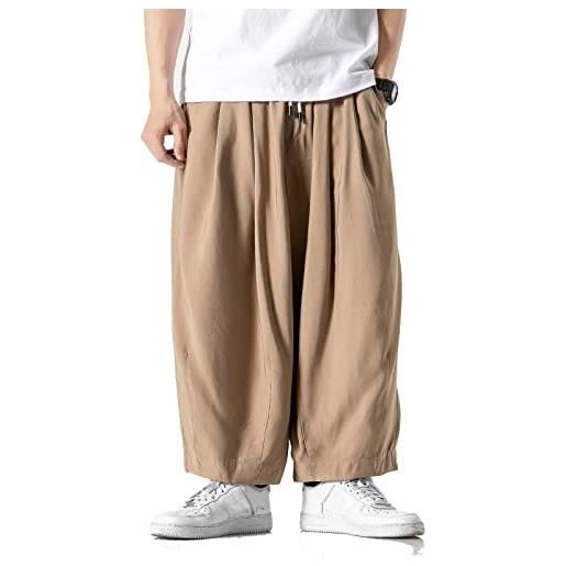 GURUNVANI pantaloni harem da uomo, casual, con coulisse, vestibilità ampia, k85rosa, x-large
