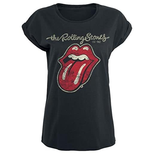 Rolling Stones the Rolling Stones plastered tongue donna t-shirt nero l 100% cotone largo