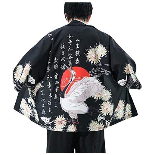 Generic uomo estate kimono cardigan haori giacca cloak retro stampato giapponesi 3/4 manica hippie harajuku yukata tops