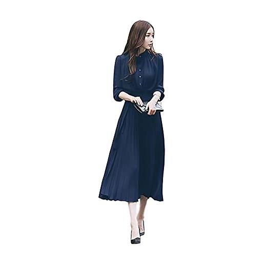 amropi donna vestiti eleganti lunghi pieghettato vestito casuale maxi manica lunga abito cachi, s