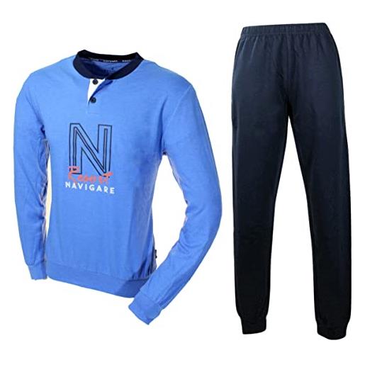 Navigare pigiama uomo cotone jersey manica lunga colori grigio e blu 2141287 (xl)