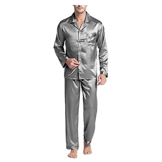N\P np men's stain silk pajama set men pajamas sleepwear modern