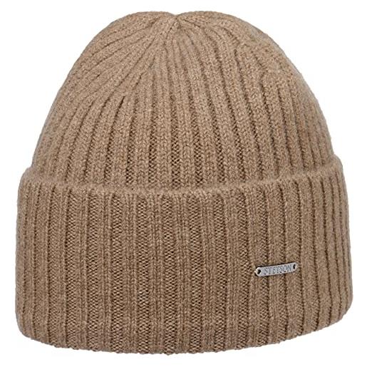 Stetson berretto in cachemire varnell donna/uomo - beanie lana invernale con risvolto autunno/inverno - taglia unica beige