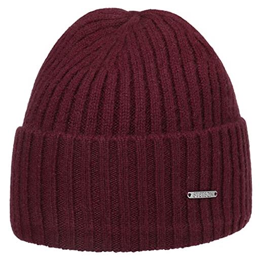 Stetson berretto in cachemire varnell donna/uomo - beanie lana invernale con risvolto autunno/inverno - taglia unica rosso bordeaux