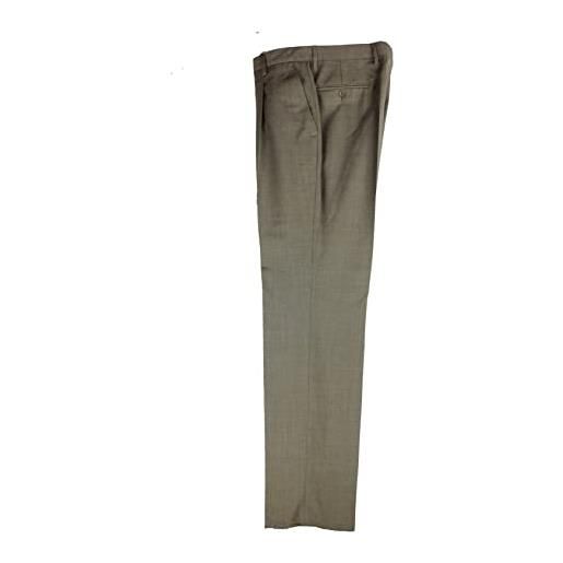 ALVIPERI pantalone uomo classico in fresco di pura lana vergine vestibilità comoda taglie forti e calibrate (58, naturale)