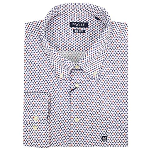 Rionero camicia uomo 100 puro cotone taglie forti manica lunga taschino xxxl 3xl 4xl 5xl (4xl(48-49) - bianco)