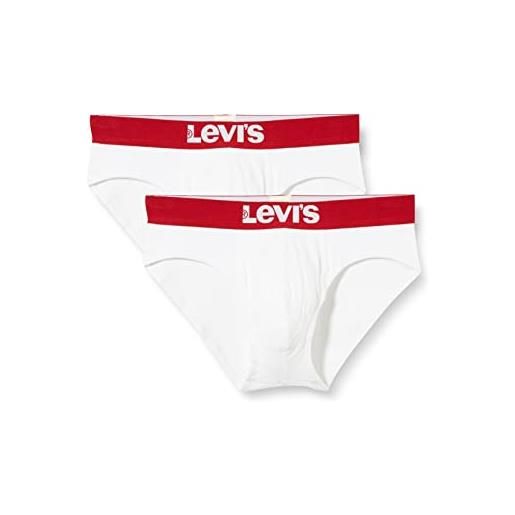 Levi's levis men solid basic brief 2p boxer a pantaloncino, bianco (white/white 317), small (pacco da 2) uomo