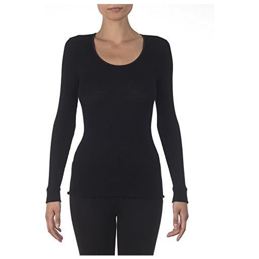Oscalito donna. Maglietta manica lunga costina lana-seta (5 it, nero)