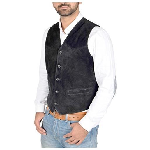 Gilet da uomo Gilet in pelle Gilet in pelle gilet in vera pelle Gilet da uomo  Gilet da uomo Nero scuro Gilet da uomo Gilet formale Country Biker Moto -   Italia