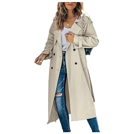 Geagodelia cappotto donna primaverile doppiopetto lungo cappotto classico antivento giacca autunnale trenchcoat s-xl (xl, a-verde)