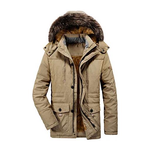 Onsoyours giubbotto parka uomo invernale giacca cappotto con cappello interna inverno fodera peluche caldo antivento casual giacche a nero xx-large