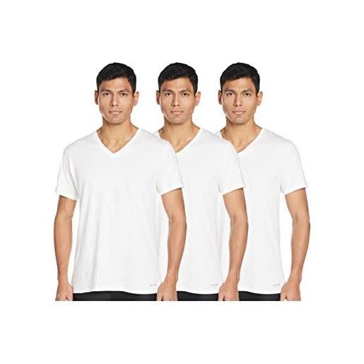 Calvin Klein s/s scollo a v, 3 pezzi maglie termiche, white, s uomo