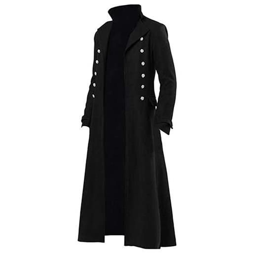 Andiwa giacca da uomo gotico steampunk vintage vittoriano abito uniforme costume medievale pirata vichingo formale smoking soprabito, nero , xl