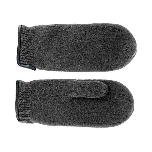 fiebig mitten in pura lana con bordo in pelle | guanto in lana fine per uomo e donna | muffola in molti colori e dimensioni (8,5-m, anthracite)