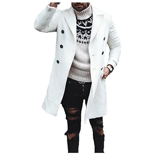 MANYMANY cappotto da uomo bianco da uomo elegante giacca lunga 3/4 da uomo cappotto invernale spesso con tasche