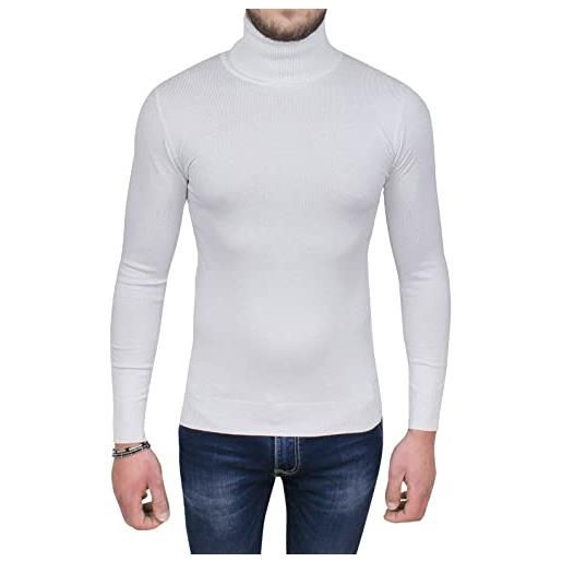 Evoga pullover dolcevita uomo a collo alto maglione invernale in ciniglia (xl, bianco)