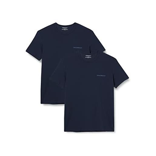 Emporio Armani t-shirt uomo confezione 2 pezzi maglia mezza manica girocollo cotone elasticizzato articolo 111267 2f717, 27435 blu/blu - marine/marine, m