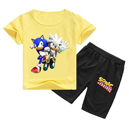 Silver Basic carino t-shirt e pantaloncini costume tuta ginnastica per bambini, giallo e-5,160