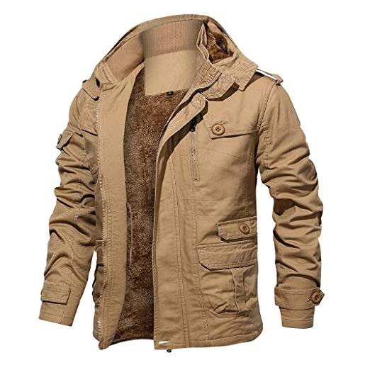 Jimmackey Uomo tattico softshell giacca outdoor militare pile fodera impermeabile antivento giubbotto con felpa cotone uomo zip cappotti uomo inverno