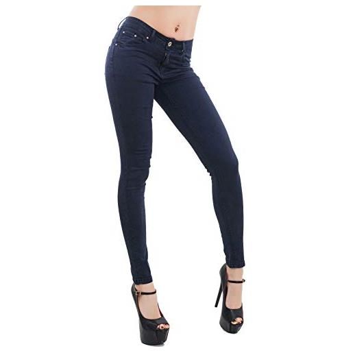 Toocool - jeans donna pantaloni skinny slim elasticizzati push up aderenti curvy k5779 [xl, nero]