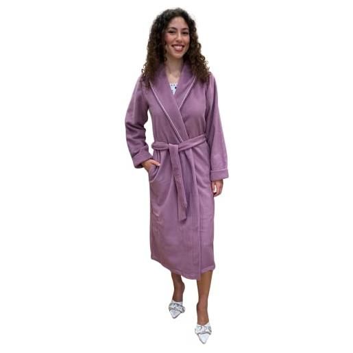 SGARLATA HOME vestaglia da donna in micropile anti-pilling modello scialle classico art. Elena (5xl, ottanio)