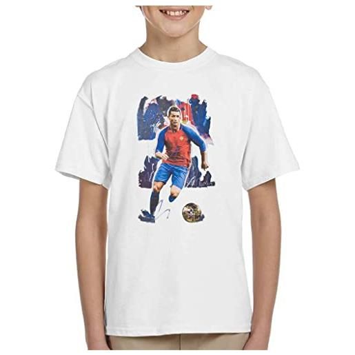 VINTRO cristiano ronaldo - maglietta da bambino originale ritratto di sidney maurer stampata professionalmente, bianco, 5 anni