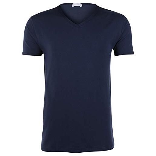 Liabel 3 t-shirt corpo uomo bianco caldo cotone mezza manica scollo a punta 02828/e53 (5/l, blu)
