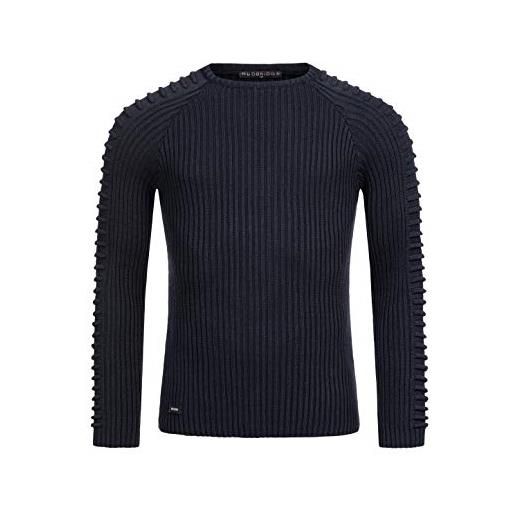 Redbridge maglione invernale da uomo pullover lavorato a maglia felpa a costine con scollo rotondo blu xl