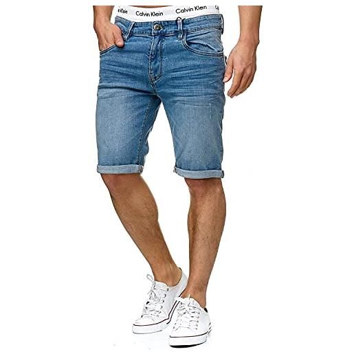 Indicode, jeans caden da uomo con 5 tasche, in cotone al 98% , pantaloni corti in denim elasticizzati, look invecchiato stile casual, vestibilità normale, da uomo uomini. , fori - bianco spento. , xl