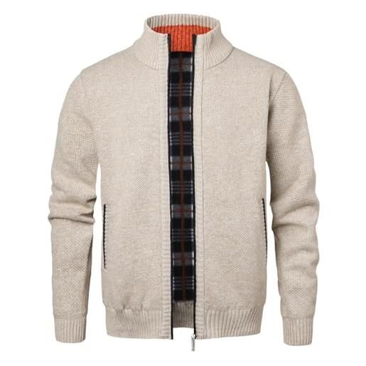 Btmpmcs cardigan da uomo lavorato a maglia manica lunga giacca stand collare cappotto invernale caldo maglione pullover foderato in pile con cerniera classico felpa