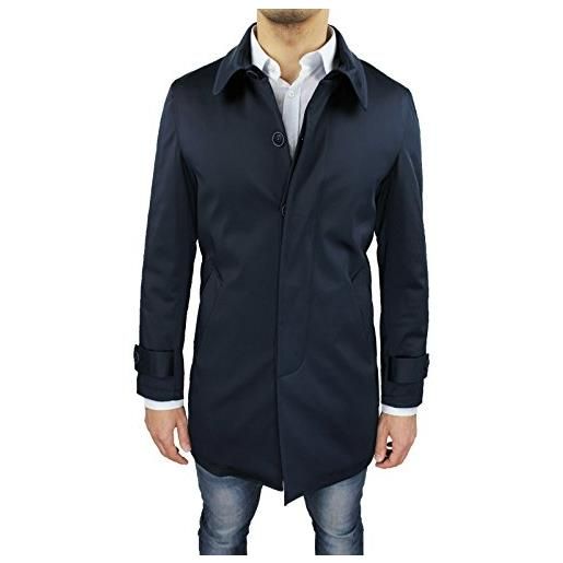 Mat Sartoriale cappotto soprabito uomo blu scuro sartoriale slim fit giaccone invernale casual elegante taglia s m l xl xxl 3xl (xxxl, blu scuro)