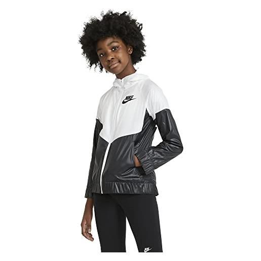 Nike giacca da ragazza con cappuccio windrunner bianca taglia l (146-156 cm) codice db8521-100