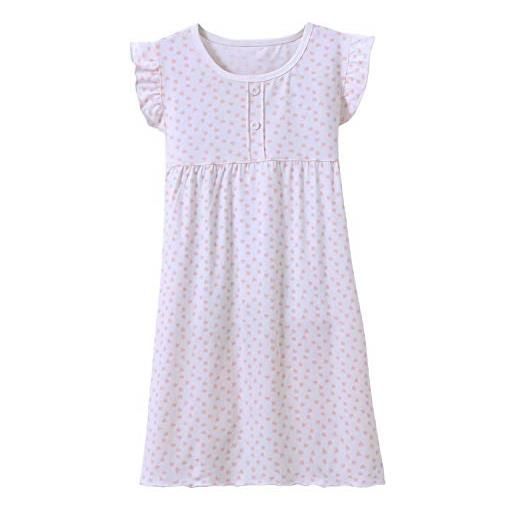 Allmeingeld - camicia da notte in cotone con stampa a cuore, per bambine dai 3 ai 12 anni cuore bianco a maniche lunghe. 7-8 anni