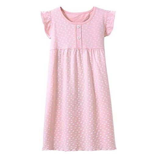 Allmeingeld - camicia da notte in cotone con stampa a cuore, per bambine dai 3 ai 12 anni cuore rosa a maniche lunghe. 11-12 anni