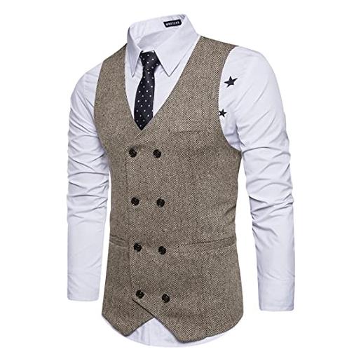 ORANDESIGNE gilet da uomo slim fit con scollo a v giacca senza maniche gilet da abito formale da cerimonia nuziale gilet tinta unita gilet da lavoro classico per matrimoni affari b grigio scuro xxl