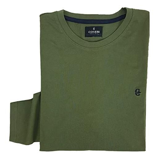 Coveri t-shirt uomo manica lunga tinta unita 100% cotone taglie forti 3xl 4xl 5xl 6xl (3xl - verde militare)