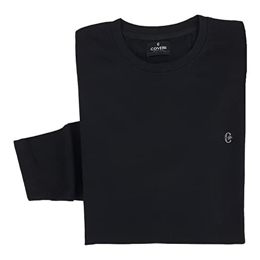 Coveri t-shirt uomo manica lunga tinta unita 100% cotone taglie forti 3xl 4xl 5xl 6xl (5xl - nero)