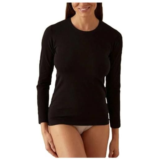 JADEA 4100 3 pezzi - maglia girocollo a manica lunga in cotone elastico garzato, estremamente coprente, calda e morbida, adatta per un comfort ottimale e una vestibilità perfetta, nero, s